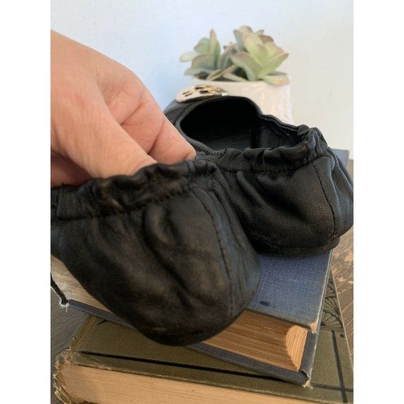 Tory Burch Minnie Travel Ballet Flats size 7 Logo designer leather slip on shoe - Picture 8 of 10